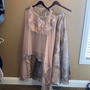 Mauve Skirt and Cape Top Set
